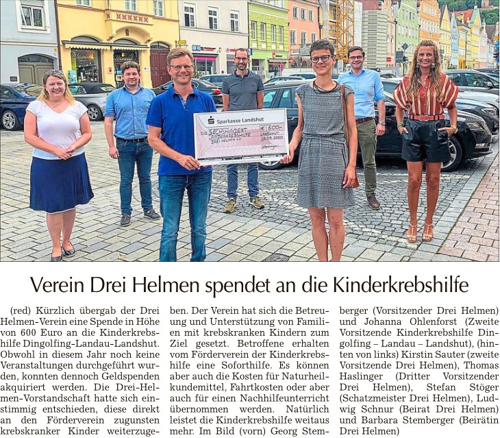 2020-08-19_Landshuter_Zeitung_Verein_Drei_Helmen_spendet_an_die_Kinderkrebshilfe